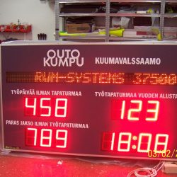 Työturvataulu Outokumpu Oyj:n kuumavalssaamossa Torniossa - RWM-Systems.